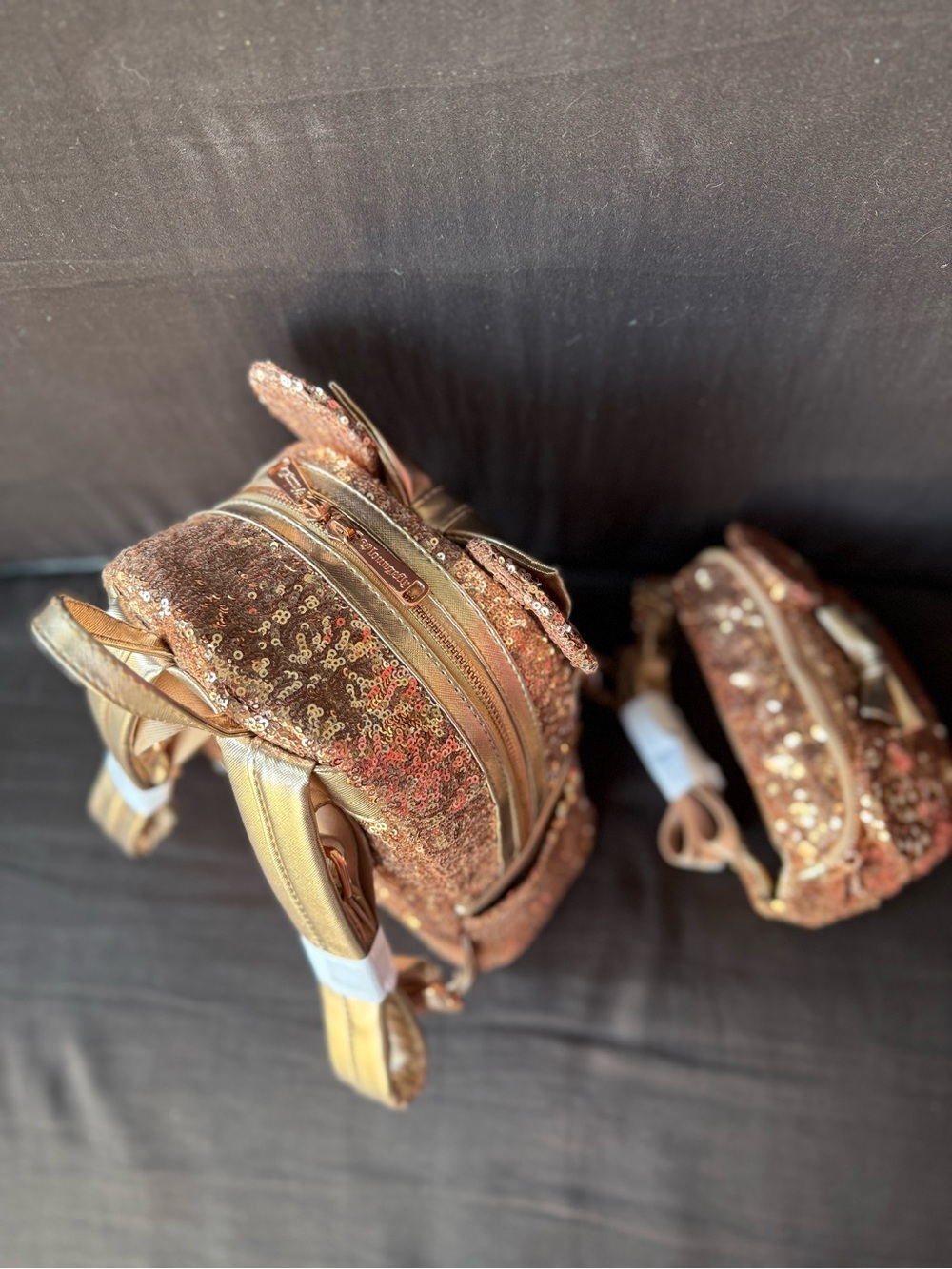 Loungefly Rose Gold Sequin Mini Backpack and Pouch Set - Picture 9 of 16
